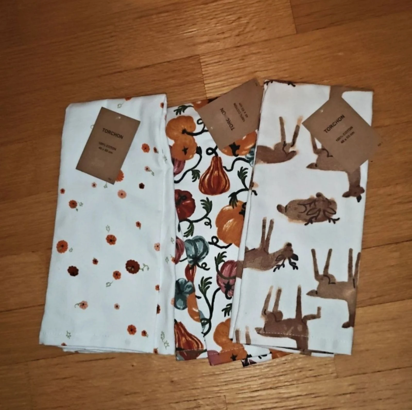 Lot trois torchons theme automne 